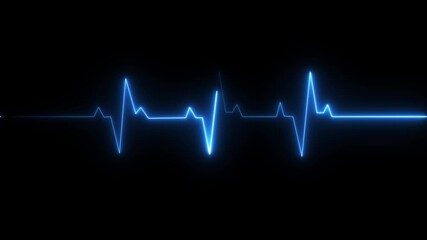 Neon digital heart beat line animation on black background. - Powered by Adobe