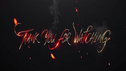 Dynamic Glowing Thank You Text Animation with Fiery Sparks and Ethereal Smoke.