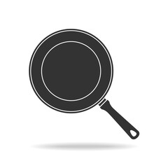 Frying pan graphic icon. Skillet sign isolated on white background. Kitchenware symbol. Vector illustration