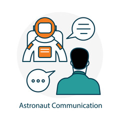 Space Dialogue Astronaut Vector Icon with Editable Stroke