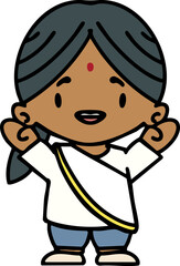 happy indian woman with raised arms