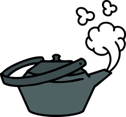 a traditional japanese tea pot steaming