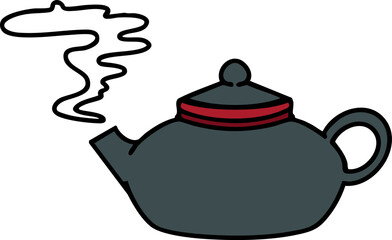 a japanese tea pot freshly brewed