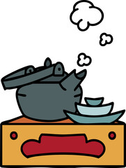 freshyly brewed  japanese tea set