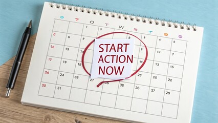 Calendar page with a red circle marking the start of action