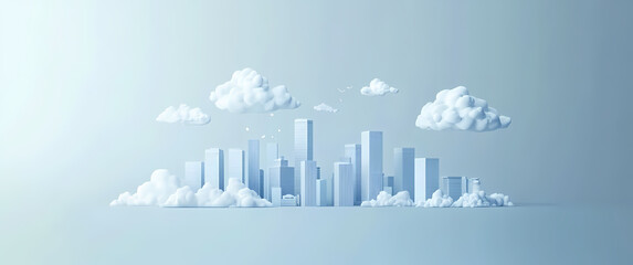 Fototapeta premium Abstract Cityscape with Fluffy Clouds