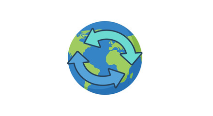 Earth transformation process shown with looping arrows, symbolizing global sustainability and