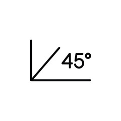 Simple geometric diagram showing a forty five degree angle
