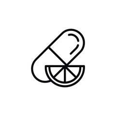 Capsule and citrus slice icon for health and wellness