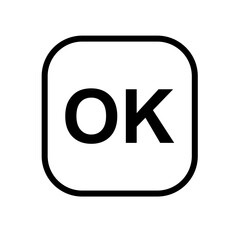 Simple Line Art OK Word Inside Rounded Square Shape Button Icon