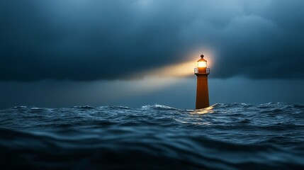 Lighthouse illuminating stormy seas coastal location nature photography dramatic environment high angle view symbol of hope