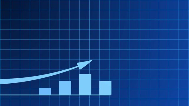 An animation of a simple business growth chart with an upward trend arrow. The clear design and motion are perfect for business, finance, and success themes.