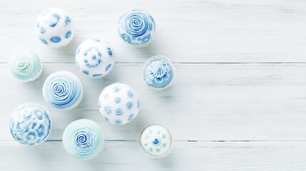 memorable. Celebration concept with blue decorative elements on a white wooden background. tutorial guides, club newsletters, designed for sports & leisure club marketing, used by product marketers.