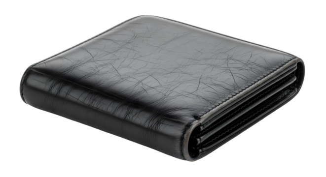 Compact black leather bifold wallet for everyday carry and organization