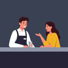 Obraz premium Cartoon of a bartender talking to a customer at a bar