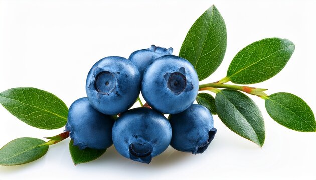 Bog Bilberry Branch With Blue Berries And Leaves