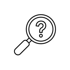 Magnifying glass with question mark icon represents inquiry and investigation