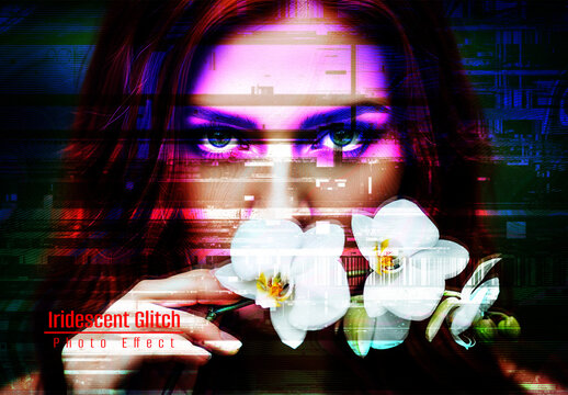 Iridescent Glitch Photo Effect