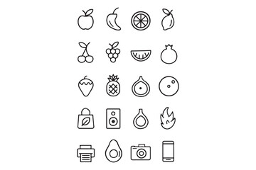 Fruit and object outline icons
