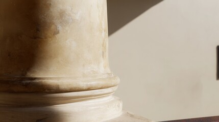 classical. Detailed view of a classical stone pillar with intricate textures and subtle shadows, highlighting architectural beauty. real-estate listings.