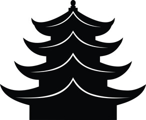 Traditional Asian Pagoda Silhouette Vector Illustration of Historic Temple Architecture