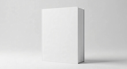 Blank White Book Mockup Standing on White Surface