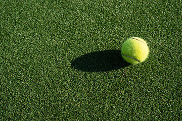 Detail of a tennis ball on the court.