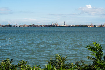 Panoramic view of Venice from a nearby island