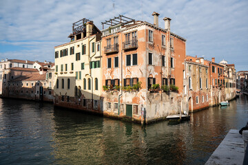 Characteristic canal with historic buildings in Venice, Italy.