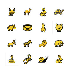 Cute cartoon animals collection icons for nature wildlife and farm life designs