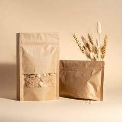 Brown packaging concept with wheat ears