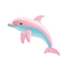 Cute Cartoon Dolphin Character Swimming in Bright Ocean Waves
