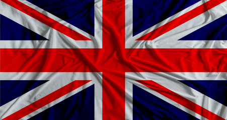 Fototapeta premium British flag with fabric texture background. National flag of United Kingdom