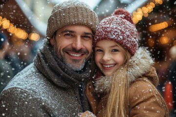 Man and woman in winter clothing smiling at camera.