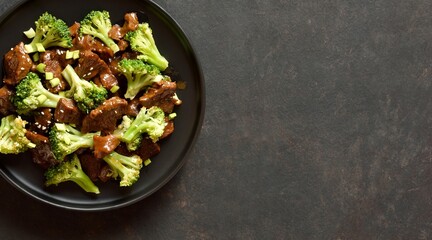 Beef with broccoli in asian style