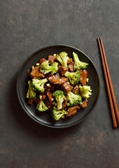 Beef with broccoli in asian style