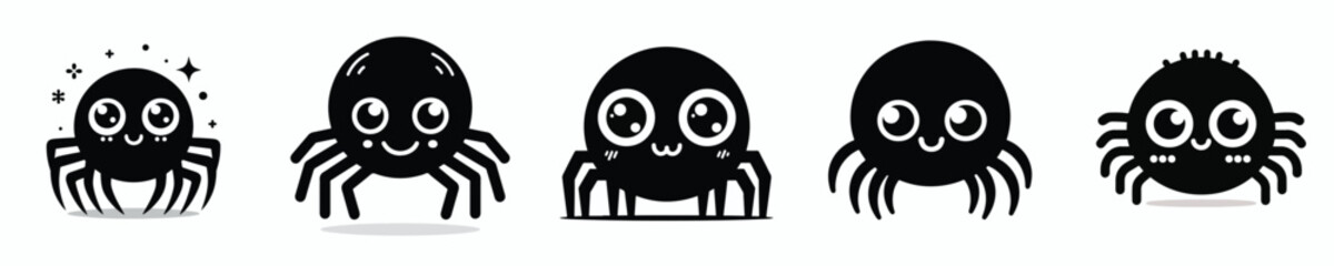 black and white vector cute halloween spider