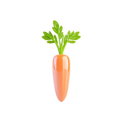 Fresh and Vibrant Carrot with Green Leaves Isolated on White Background
