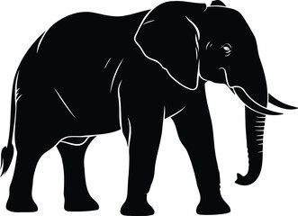 Elephant Silhouette Vector Illustration of African Wildlife Animal