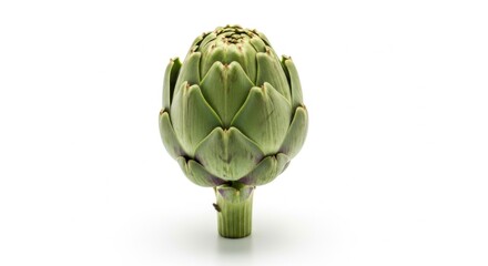 Fototapeta premium Fresh Green Artichoke Blossom Isolated on White Background
