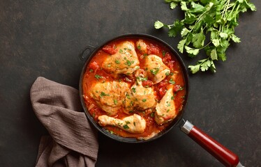 Georgian chicken stew with tomatoes and herbs