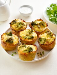 Breakfast egg muffins cups on light background