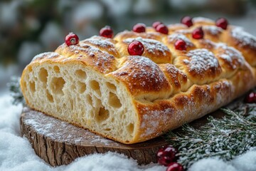 Loaf of bread with cran and cran atop.