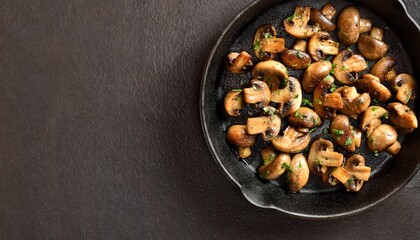 Roasted mushroom in cast iron pan