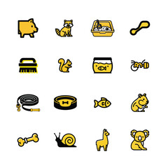 Adorable animal icons collection featuring pets toys food and supplies diverse cute critter graphics