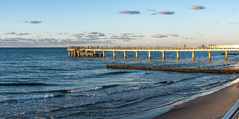 sandy beach on the embankment of Zelenogradsk