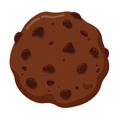 Fototapeta premium Cartoon depiction of a chocolate chip cookie on a white background