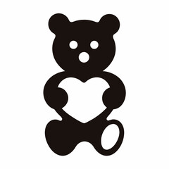Fototapeta premium Simple stylized teddy bear holding a heart shape, perfect for a logo