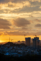 Fototapeta premium sunset over the city