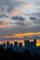 sunset over the city